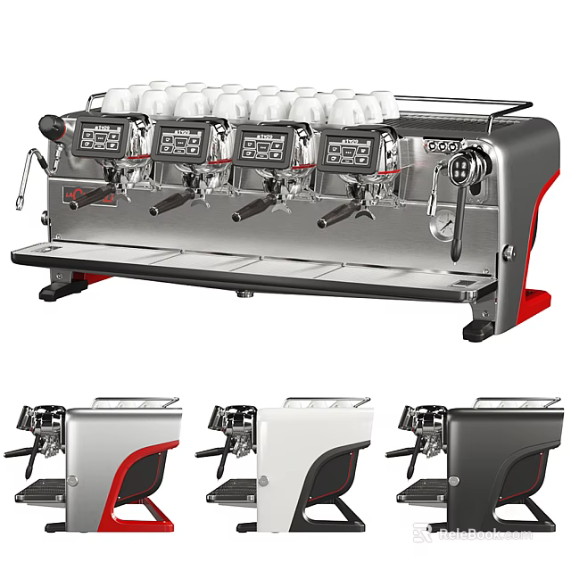 Sleek Kitchen Coffee Machine With Digital Displays Control Knobs And Various Color Choices 3d model 