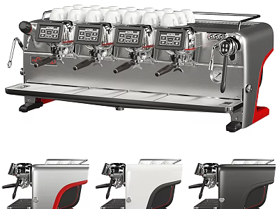 Sleek Kitchen Coffee Machine With Digital Displays Control Knobs And Various Color Choices 3d model