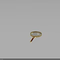 Vintage Golden Magnifying Glass With Wooden Handle And Clear Glass Lens