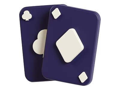 Deep Blue Playing Cards With White Clover And Diamond Symbols Stacked 3d model