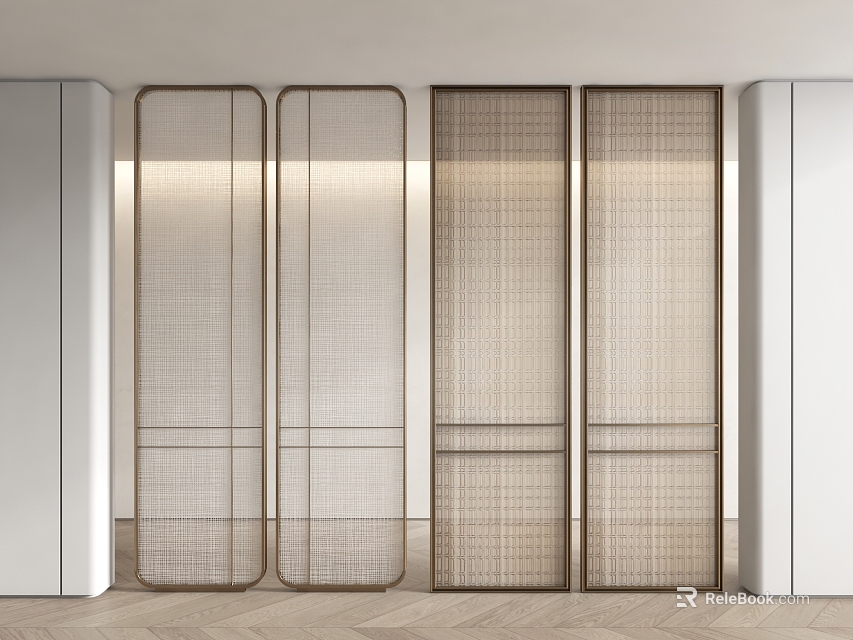 Modern Woven Lattice Room Divider Panels With Sleek Design For Interior Space Separation 3d model 