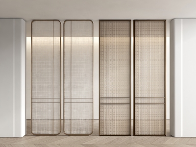 Silk Art Glass Screen Partition Light Luxury Screen Partition Silk Glass Screen Metal Screen Entrance Partition 3d model