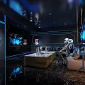 Modern Luxury KTV Interior Design With Stylish Lighting Comfortable Sofa And Large Screen 3d model