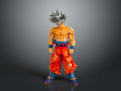 Silver Haired Ultra Instinct Goku Anime Game Character Action Figure With Muscular Build 3d model