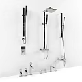 Modern Chrome Shower System With Rainfall Head Handheld Sprayer And Control Valves 3d model