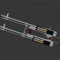 Twin Tactical Rifles With Long Metallic Barrels Red Grips And Black Components