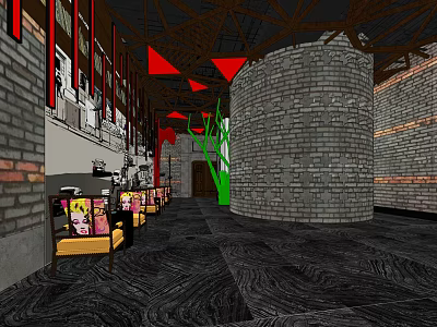 Modern KTV Interior Design With Comfortable Sofas Decorative Walls And Lighting 3d model