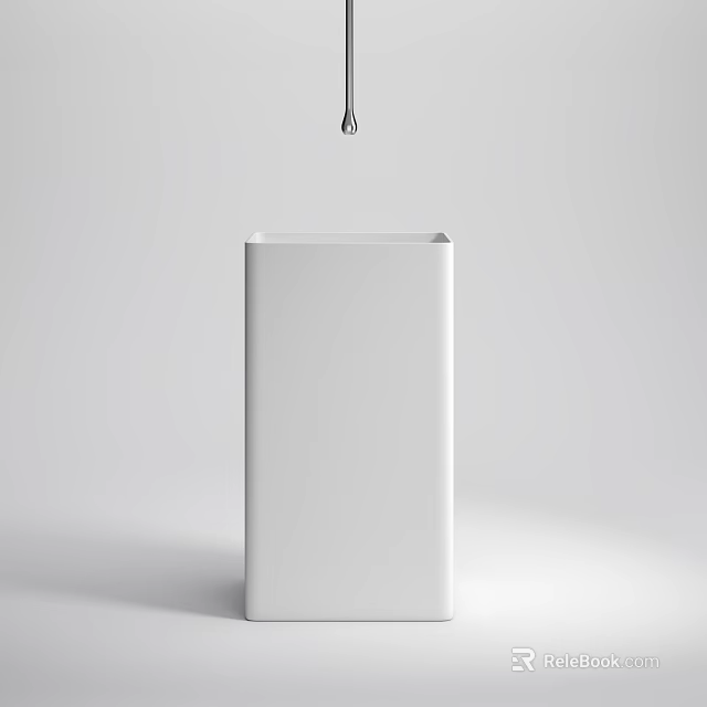 Sleek Contemporary White Washbasin With Minimalist Design And Water Drop Feature For Modern Bathroom 3d model 