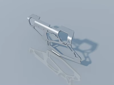 Silver Metal Mechanical Part With Geometric Design And Holes 3D Render 3d model