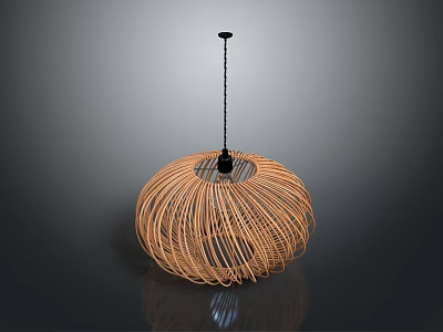 Modern Round Wicker Pendant Light With Natural Weave And Contemporary Design 3d model