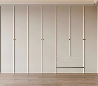 French skeleton line wall bed end white wardrobe 3d model