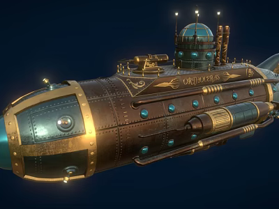 Submarine Steampunk Submarine Cyberpunk Submarine Submarine Nuclear Submarine Nuclear Power Boat Low Face Number Low Model Simple Model Game Hand-painted Animation 3d model