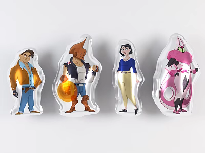Decorative Inflatable Cartoon Character Models With Vibrant Colorful Designs And Poses 3d model