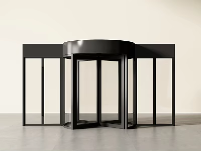 Modern Black Frame Revolving Door With Glass Panels And Sleek Design 3d model