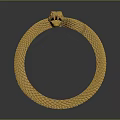 Yellow Coiled Snake Bracelet With Circular Design And Textured Surface 3d model