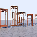 Traditional Chinese Wooden Flower Stands With Intricate Carved Patterns And Classic Design