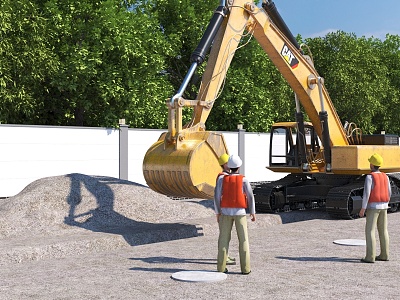 Digging Earthwork Excavation Site Construction Site Digging Digger Excavator Trench Excavation Trench Excavator Worker Excavation 3d model