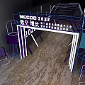 NEOOC 2022 Sixth China Innovation Growth Conference Event Entrance with Illuminated Frame and Geometric Structures