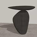 Black Wooden Side Table With Unique Irregular Base And Round Top Design 3d model
