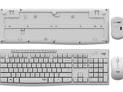 Ergonomic Computer Keyboard With Wireless Mouse And Sleek Design For Office Use 3d model