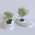 Modern Tree Planter Design With Irregular White Base Green Grass And Small Trees 3d model