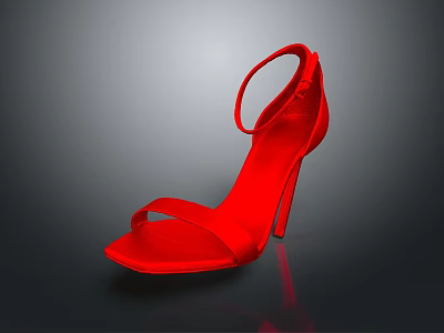 Elegant Red High Heels With Strappy Ankle Strap And Open Toe Design 3d model