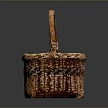Practical Brown Wicker Handbasket With Woven Texture And Lightweight Design For Daily Household Storage