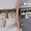 Modern Wooden And Black Wall Hooks For Hanging Clothes And Bags On Wall