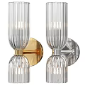 Elegant Modern Striped Glass Wall Sconce with Gold Silver Base and Light Bulb