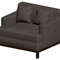 Dark Gray Upholstered Single Sofa With Square Arms Two Cushions And Wooden Legs Modern Design