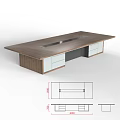 Modern Dark Brown Conference Tables With Metal Legs And Sleek Rectangular Design 3d model