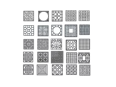 Collection of Traditional and Modern Lattice Window Design Patterns for Home Decor Ideas 3d model