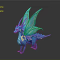 Mythical Blue Dragon Fantasy Game Character With Detailed Wings Purple Gold Accents