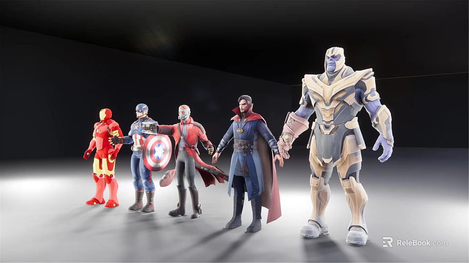 Popular Game And Movie Superhero Characters With Diverse Costumes And Detailed Designs 3d model 