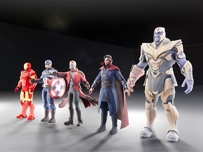 Popular Game And Movie Superhero Characters With Diverse Costumes And Detailed Designs 3d model