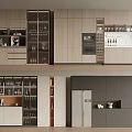 Modern Kitchen Wine Cabinet With Glass Doors And Multiple Storage Shelves