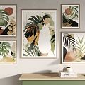 Modern Decorative Painting Combination Decorative Painting Table Lamp Ornament Books 3d model