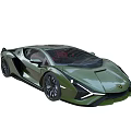 Green Luxury Sports Car With Sleek Exterior Red Interior And Unique Front Styling