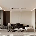Modern Living Dining Room Interior Design With Black Sofa Gray Cushions And Marble Coffee Table