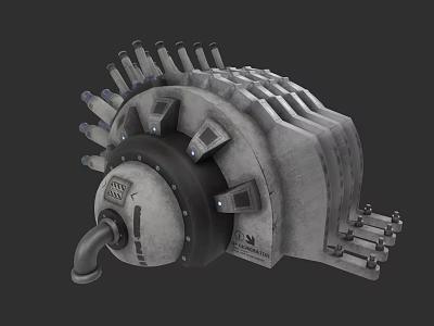 Industrial Equipment 3D Rendering of Mechanical Component with Metal Structure Bolts and Pipe 3d model