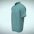 Light Green Short Sleeve Collared Polo Shirt With Buttoned Front Design 3d model