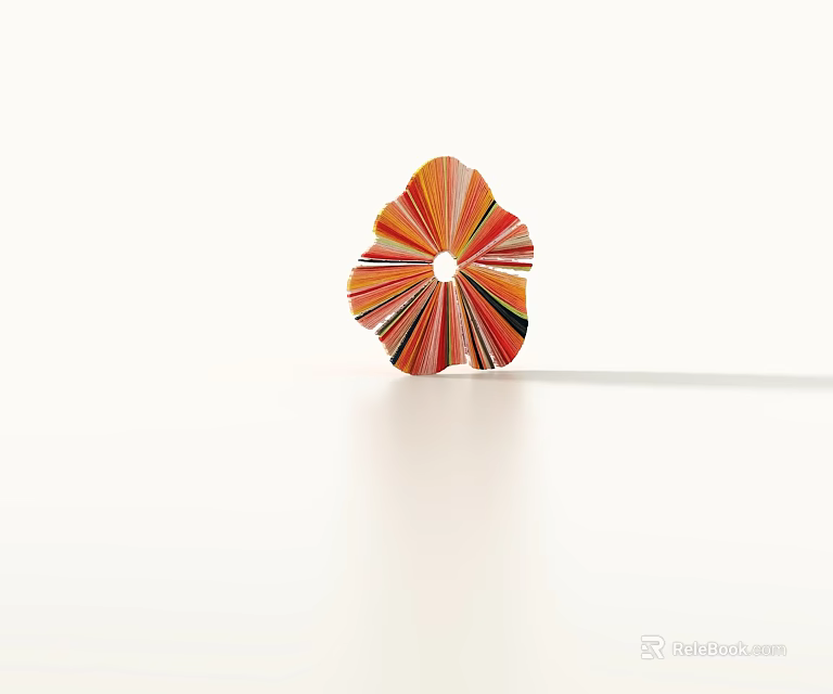 Colorful Flower Shaped Decorative Ornament With Layered Paper Strips And Central Hole On White Background 3d model 