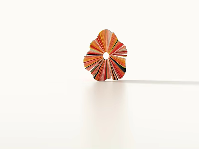 Colorful Flower Shaped Decorative Ornament With Layered Paper Strips And Central Hole On White Background 3d model