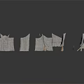 Gray Fabric Scene Components With Various Tent Canopy Shapes And Support Frames
