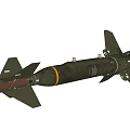 Green Military Bomb With Yellow Stripe Tail Fins And Aerial Warfare Design
