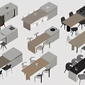 Modern Office Desk Designs With Wooden Tops Metal Frames And Matching Chairs