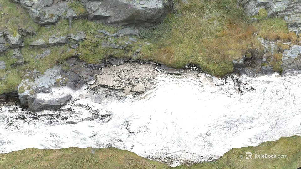 Natural Microtopography With Rocks Grass And Flowing Stream In Scenic Area 3d model 