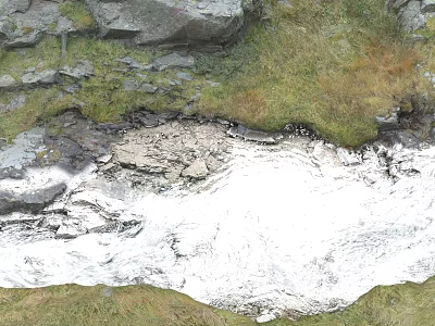 Natural Microtopography With Rocks Grass And Flowing Stream In Scenic Area 3d model