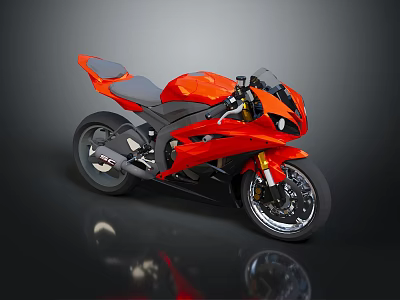 Orange Sport Motorcycle With Sleek Design Black Accents And Gray Seats 3d model