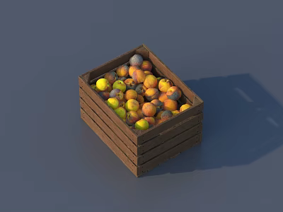 Wooden Crate Filled With Assorted Colorful Fruits And Natural Design 3d model